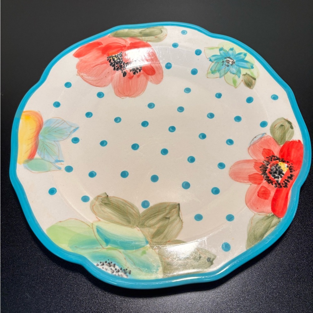 The Pioneer Woman Floral Polka Dot Dinner Plate.